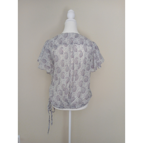 Anthropologie Moulinette Soeurs Silk & Cotton Faux Wrap Blouse Size 10 - Picture 5 of 8